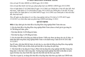 Quyết định 409/2012/QĐ-UBND giá cho thuê đất có hạ tầng Khu CN Đình Trám