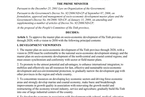 Decision No. 1786/QD-TTg approving the master plan on socio-economic development