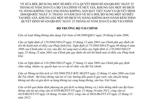 Quyết định 3031/QĐ-BTC 2012 sửa 426/QĐ-BTC giá dịch vụ hàng không Việt Nam