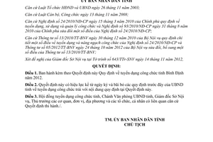 Quyết định số 650/QĐ-UBND năm 2012 quy định tuyển dụng công chức tỉnh Bình Định