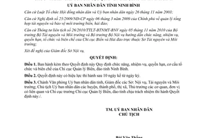 Quyết định 29/2012/QĐ-UBND chức năng cơ cấu tổ chức biên chế Chi cục Quản lý Biển Đảo Ninh Bình