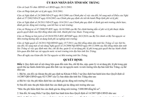 Quyết định 50/2012/QĐ-UBND phí lệ phí trong giải quyết thủ tục hành chính