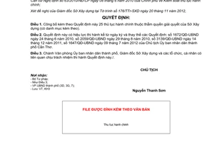 Quyết định 2985/QĐ-UBND năm 2012 công bố thủ tục hành chính của Sở Xây dựng