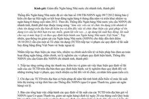 Công văn 7141/NHNN-TTGSNH tình hình chấp hành quy định về lãi suất hiện hành