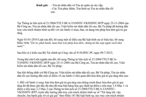 Công văn 268/TANDTC-HS áp dụng điều luật đối với hành vi mua bán trái phép hóa đ