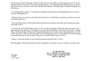 Công văn 5395/BNN-KHCN điều chỉnh đề tài nâng cao sức sinh sản của tôm sú bố mẹ