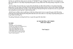 Công văn 8911/VPCP-KTN báo cáo đầu tư Dự án Cảng hàng không quốc tế Long Thành