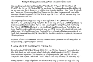 Công văn 1615/QHLA-NV vướng mắc quản lý hàng tạm nhập tái xuất