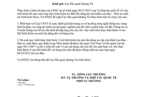 Công văn 6314/TCHQ-HTQT triển khai kết quả cuộc họp thực hiện kiểm tra Một lần