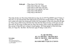 Công văn 5526/BNN-ĐMDN tổng kết thực hiện Nghị quyết 28-NQ/TW sắp xếp đổi mới