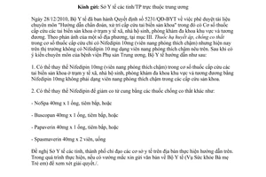 Công văn 7690/BYT-BMTE thay thế Nifedipin 10mg viên nang phóng thích chậm