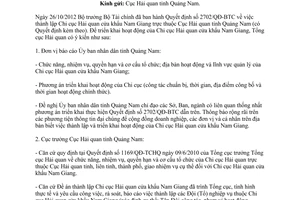 Công văn 6348/TCHQ-TCCB triển khai Quyết định thành lập Chi cục Hải quan