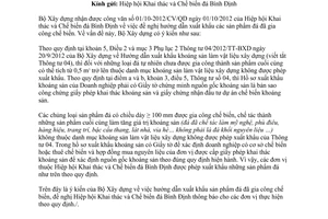 Công văn 52/BXD-VLXD năm 2012 hướng dẫn xuất khẩu đá đã gia công chế biến