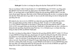 Công văn 4813/BHXH-CST rà soát dữ liệu tờ thông báo kết quả đóng BHXH BHYT