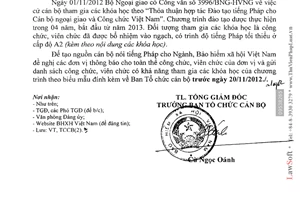 Công văn 4732/BHXH-TCCB đăng ký tham gia khóa đào tạo bồi dưỡng tiếng Pháp