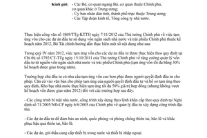 Công văn 16047/BTC-ĐT tạm ứng vốn đối với dự án sử dụng vốn ngân sách Nhà nước
