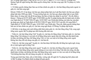 Công văn 9277/BTP-HCTP năm 2012 hướng dẫn thẩm quyền chứng thực giấy tờ văn bản song ngữ