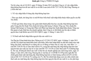 Công văn 11422/BCT-CNNg nhập khẩu thép làm nguyên liệu sản xuất lò xo