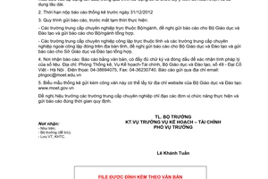 Công văn 8222/BGDĐT-KHTC báo cáo thống kê Định kỳ năm học 2012-2013