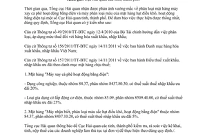Công văn 6780/TCHQ-TXNK thống nhất trong phân loại