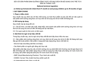 Quy chuẩn kỹ thuật quốc gia QCVN 11-3:2012/BYT về sản phẩm dinh dưỡng công thức với mục đích ăn bổ sung cho trẻ từ 6 đến 36 tháng tuổi do Bộ Y tế ban hành