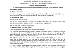 Quy chuẩn kỹ thuật quốc gia QCVN 11-2:2012/BYT về sản phẩm dinh dưỡng công thức với mục đích y tế đặc biệt cho trẻ đến 12 tháng tuổi do Bộ Y tế ban hành