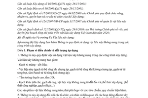 Thông tư 09/2012/TT-BXD quy định sử dụng vật liệu xây không nung