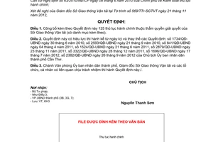 Quyết định 2983/QĐ-UBND năm 2012 công bố thủ tục hành chính của Sở GTVT