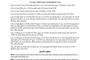 Quyết định 72/2012/QĐ-UBND khen thưởng hoạt động khoa học công nghệ Đồng Nai