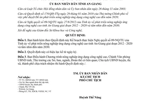Quyết định 2163/QĐ-UBND năm 2012 Kế hoạch phát triển nông nghiệp ứng dụng