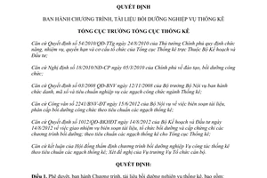 Quyết định 677/QĐ-TCTK 2012 Chương trình tài liệu bồi dưỡng nghiệp vụ thống kê