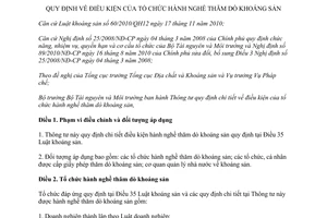 Thông tư 17/2012/TT-BTNMT điều kiện của tổ chức hành nghề thăm dò khoáng sản