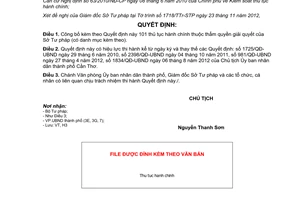 Quyết định 2995/QĐ-UBND năm 2012 công bố thủ tục hành chính của Sở Tư pháp