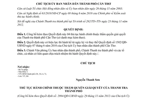 Quyết định 2994/QĐ-UBND năm 2012 công bố thủ tục hành chính của Thanh tra