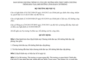 Quyết định 1245/QĐ-BNV năm 2012 Chương trình và tài liệu hướng dẫn thực hiện