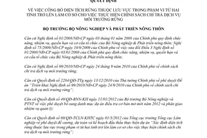 Quyết định 3003/QĐ-BNN-TCLN công bố diện tích rừng thuộc lưu vực trong phạm vi