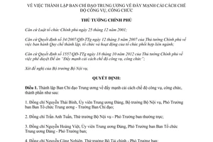 Quyết định 1789/QĐ-TTg năm 2012 thành lập Ban Chỉ đạo Trung ương đẩy mạnh