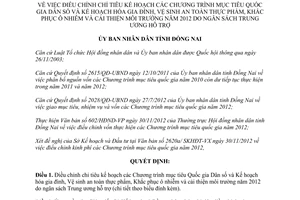 Quyết định 3528a/QĐ-UBND 2012 chỉ tiêu chương trình quốc gia ngân sách Trung ương hỗ trợ Đồng Nai