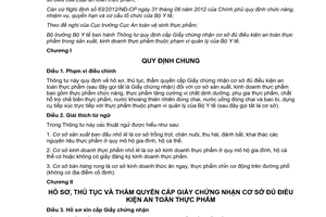 Thông tư 26/2012/TT-BYT quy định cấp giấy chứng nhận cơ sở đủ điều kiện an toàn