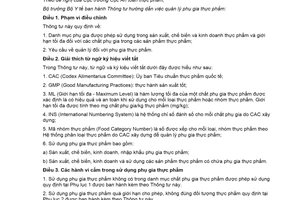 Thông tư 27/2012/TT-BYT hướng dẫn việc quản lý phụ gia thực phẩm