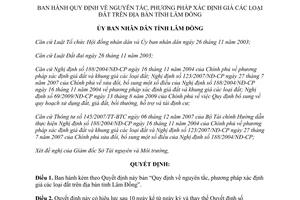 Quyết định 47/2012/QĐ-UBND nguyên tắc phương pháp xác định giá đất Lâm Đồng
