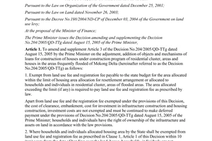 Decision No. 48/2012/QD-TTg on amendment, supplement to the Decision No.204/2005