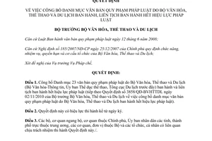 Quyết định 4228/QĐ-BVHTTDL công bố Danh mục văn bản quy phạm hết hiệu lực