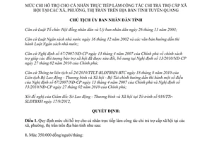 Quyết định 1362/QĐ-CT 2012 mức chi hỗ trợ cá nhân trực tiếp làm chi trả trợ cấp xã hội Tuyên Quang