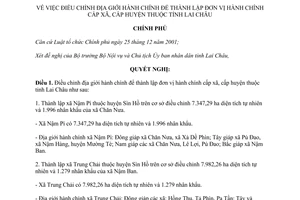 Nghị quyết 71/NQ-CP năm 2012 điều chỉnh địa giới hành chính để thành lập đơn vị