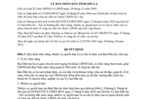 Quyết định 20/2012/QĐ-UBND chức năng nhiệm vụ quyền hạn Ban Dân tộc Sơn La