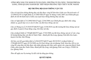 Quyết định 2818/QĐ-BGTVT năm 2012 công bố cảng tàu khách Tuần Châu