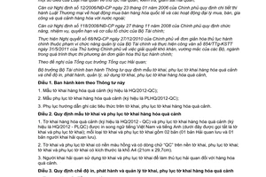 Thông tư 186/2012/TT-BTC quy định mẫu phụ lục tờ khai hàng hóa quá cảnh chế độ