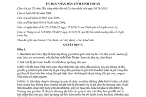 Quyết định 47/2012/QĐ-UBND bảng giá tính lệ phí trước bạ tài sản