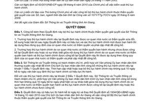 Quyết định 1945/QĐ-UBND năm 2012 công bố bộ thủ tục hành chính Sở Thông tin